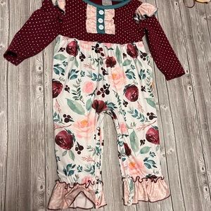 Boutique Style  Burgundy and Cream Onesie